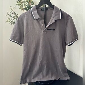Prada Gray Polo Shirt with White & Black Trim